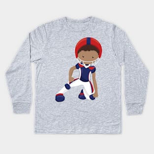 African American Boy, Rugby Player, Team Sport Kids Long Sleeve T-Shirt